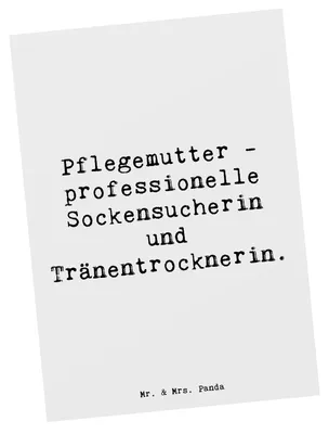 Produktbild von Mr. & Mrs. Panda Postkarte Spruch Pflegemutter Heldin - Weiß - Geschenk, handgemacht, Liebe, Trost, Grußkarte, Alltagsheldin, Lächeln, Fotokarte, Familie, Postkarten