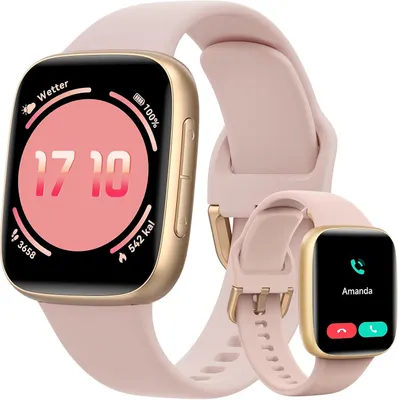 Produktbild von ENOMIR Smartwatch Damen mit Telefonfunktion & Whatsapp, 1,85" AMOLED Smart Watch Fitness Tracker mit Herzfrequenz- & Schlafmonitor, 10 Tage Akku, 120+ Sportmodi, 3ATM wasserdicht, für Android & iOS