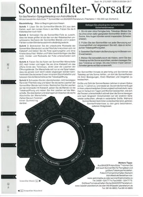 Produktbild von Sonnenfilter Vorsatz für das Newton Spiegelteleskop