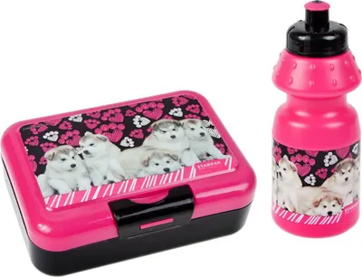 Image de Set boîte à pain et gourde avec motif chiens école maternelle chien
