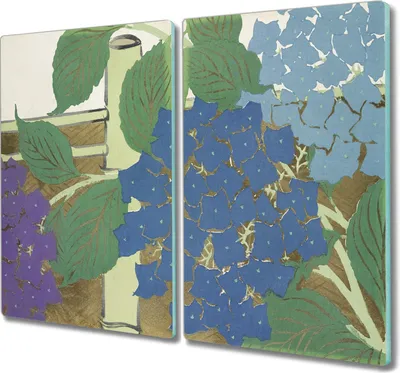 Produktbild von Coloray Herdabdeckplatte 2x30x52 cm Schneidebrett Kochplattenabdeckung Küchenbrett Hackbrett - Blumen Pflanzen