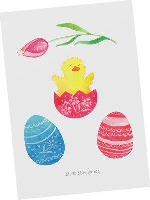 Produktbild von Mr. & Mrs. Panda Postkarte Küken Schlüpfen - Weiß - Geschenk, Frohe Ostern, Ei, Ansichtskarte, Ostereier, Liebe Grüße, Ansichtskarten, Postkarten, Grußkarte, bildkarte