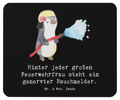 Produktbild von Mr. & Mrs. Panda Mousepad Feuerwehrfrau Humor - Schwarz - Geschenk, mousematte, handgefertigte Produkte, Leben retten, Anerkennung, Berufsliebe, Beruf, Mouse Pad, Mauspad