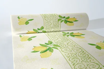 Produktbild von Sovie HORECA Tischläufer Nancy in Creme aus Linclass® Airlaid 40 cm x 24 m, 1 Stück - Mediterran Zitronen