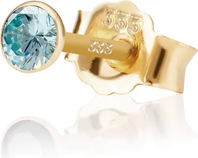 Produktbild von Einzel 3,5mm 333 Gelb Gold 8 K Ohrstecker Zirkon Aquamarin Butterfly Verschluss