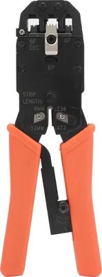 Produktbild von Crimpzange, Werkzeugstahl-Abisolierzange, Kabelcrimpanleitung, Industriebedarf, Orange