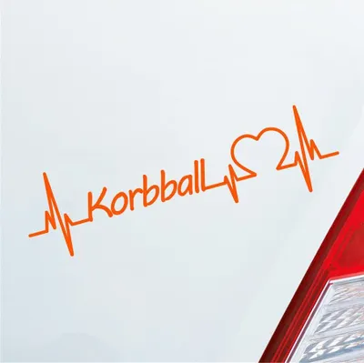 Produktbild von Auto Aufkleber Korbball Herzschlag Team Ballsport Sport Liebe 19x5 cm Orange Sticker Heckscheibenaufkleber