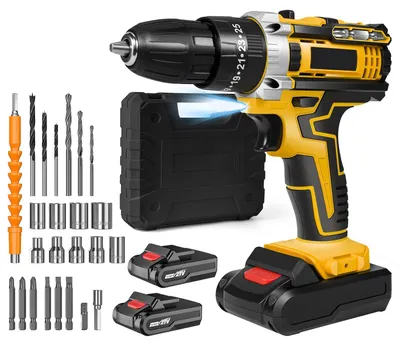 Obrázek produktu pro Akumulátorová vrtačka/šroubovák – sada s 2 bateriemi – 21 V – 45 Nm – 2 rychlosti – 1800 ot./min – pracovní světlo
