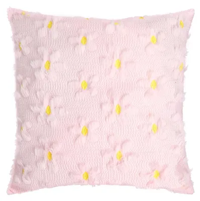 Kissenbezug 40x40 cm, Plüsch, Blumenmuster, rosa, 1 Stück