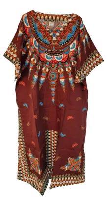 Produktbild von 100% Baumwollner Langes Kaftan-Kleid mit afrikanischem Muster
