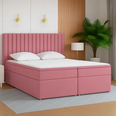 Zdjęcie produktu dla Łóżko kontynentalne MOLI – komfort, funkcjonalność i ponadczasowy styl - materiał Monolith/Riviera - 160x200cm