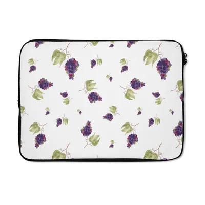 Produktbild von MuchoWow® Laptop Hülle 13 Zoll Weintrauben - Lila - Weiß Laptoptasche - Laptophülle - Sleeve - Rundumschutz