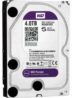 Productafbeelding van Defecte Western Digital Purple 4TB SATA III 3,5" harde schijf (WD40PURX)