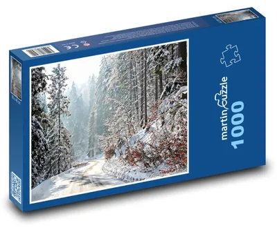 Obrázok produktu pre Puzzle 1000 Zimná cesta lesom - martinpuzzle