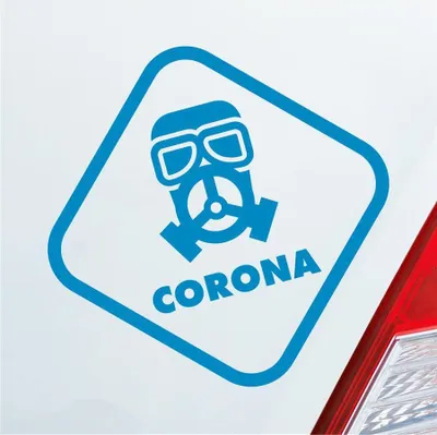 Produktbild von Auto Aufkleber Corona Maske Gasmaske  Hazard Krank Infiziert Husten 10x10 cm Hellblau Sticker Heckscheibenaufkleber