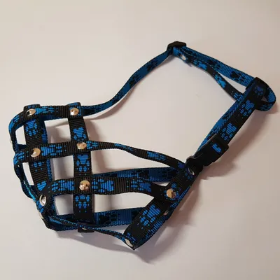 Image de Muselière en nylon Palkar pour chiens taille 5 33 cm x 8 cm noir-bleu