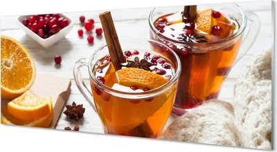 Produktbild von Glasbilder 125x50 Wandkunst Winter tea cup