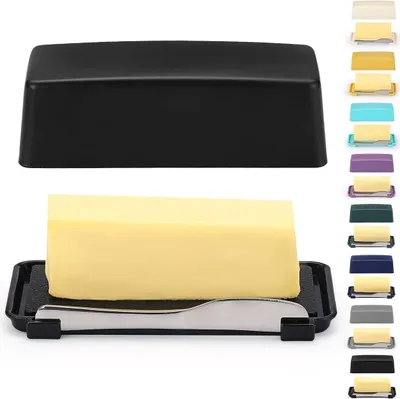 Produktbild von Butterdose mit Deckel und Buttermesser - hygienisch und multifunktional - 1 Stück - lebensmittelecht