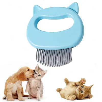 Produktbild von Katzen- und Hunde-Fellpflegebürste, Massagekamm, Entwirrungshilfe, gegen Haarausfall und Verfilzungen, für loses Haar