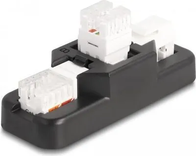 Produktbild von DeLOCK Keystone LSA Set mit Auflegehalterung RJ45 / RJ11 Cat.6 schwarz, Flach, Schwarz, Weiß, RJ-45, LSA, Weiblich, Weiblich