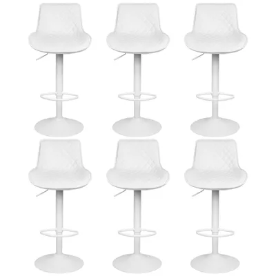 Produktbild von Barhocker 6er Set Barstuhl Tresenstuhl Küchenhocker Drehhocker Höhenverstellung Weiß