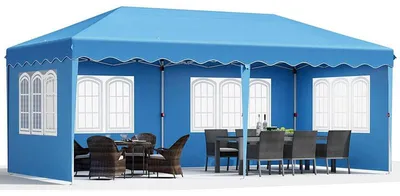 Produktbild von Faltpavillon mit 4 Seitenwänden, 3 x 6 m, blau