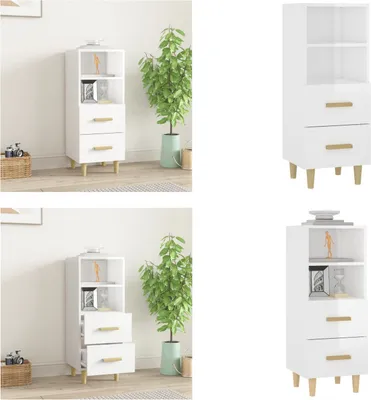 Produktbild von vidaXL Sideboard Hochglanz Weiß 34,5x34x90 cm Holzwerkstoff - Sideboard - Sideboards - Schrank - Aufbewahrungsschrank
