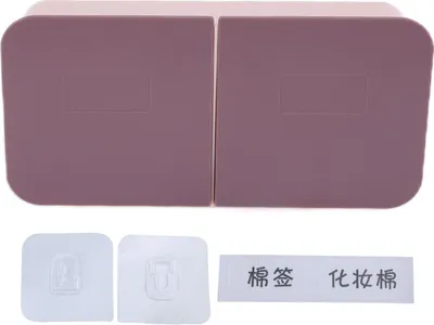 Immagine prodotto di Scatola per il trucco, da parete, con coperchio a cerniera, rimovibile, organizzatore di dischetti di cotone lavabili per il bagno, rosa, viola