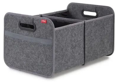 Produktbild von Kofferraum Organizer Filz – Faltbare Auto Faltbox mit 35L Volumen – Stabil & belastbar mit verstärktem Boden – Netztasche für Zubehör – Platzsparend faltbar – Gepolsterte Griffe für hohen Tragekomfort