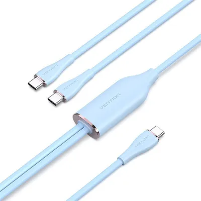 Immagine prodotto di Vention USB 2.0 Tipo-C maschio a 2 Tipo-C maschio 5A Cavo da 1,5 m in silicone blu