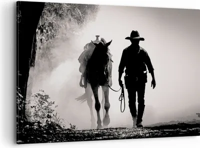Produktbild von Bild auf Leinwand - Leinwandbild - Einteilig - Cowboy Pferd Shady - 100x70cm - Wand Bild - Wanddeko - Wandbilder - Leinwanddruck - Bilder - Wanddekoration - Leinwand bilder - Wandbild - AA100x70-4620