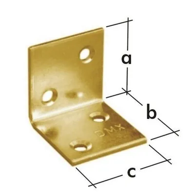 Zdjęcie produktu dla Szeroki kątownik równoramienny 60x60x60mm żółty ocynkowany Łącznik kątowy Kątownik krzesełkowy