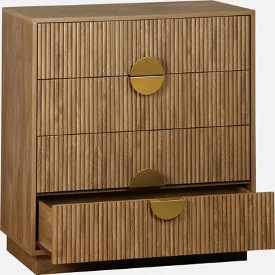 Produktbild von sweeek - Kommode mit 4 Schubladen in Mangoholz-Effekt mit Rillenmuster - Mangoholzlook