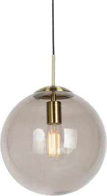 Produktbild von QAZQA - Moderne Hängelampe I Pendellampe I Pendelleuchte aus Messing mit Rauchglas 30 cm - Ball I Wohnzimmer I Schlafzimmer - Rund - LED geeignet E27