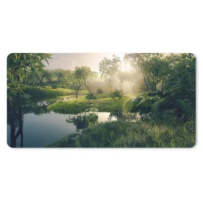 Produktbild von MuchoWow® Schreibtischunterlage 3D - Wald - Bäume 80x40 cm - XXL Mauspad - Gaming Mauspad