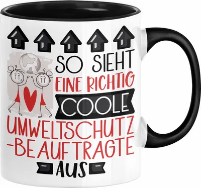 Produktbild von Umweltschutzbeauftragte Geschenk Tasse Geschenkidee für Umweltschutzbeauftragte Geburtstag Weihnachten Spruch So Sieht Eine Richtig Coole Umweltschutzbeauftragte Aus Kaffee-Becher  (Schwarz)