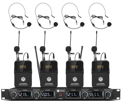 Productafbeelding van Draadloos Microfoonsysteem 4-kanaals UHF - 79 m Bereik - Zwart - Voor Conferentie En Live Optredens