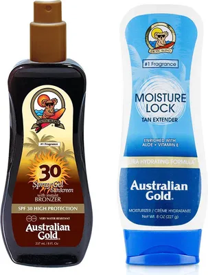 Obrázok produktu pre Australian Gold SPF 30 Spray Gel Bronzer 237ml + Australian Gold Moisture Lock 227g