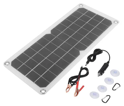 Immagine prodotto di Pannello solare flessibile per auto 10W18V che ricarica la batteria da 12V, doppia porta USB da 5V per ricaricare il telefono, zaino esterno appeso