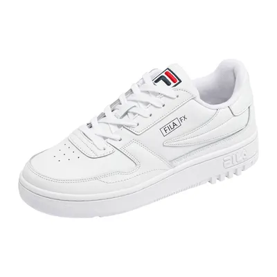 A single white Fila sneaker is shown from a side-diagonal angle against a white background.
