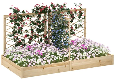 Productafbeelding van Bloembak - Plantenbak - Tuinbak - Plantenbak Met Klimrek - Bloembak Hout - Verhoogd Tuinbed