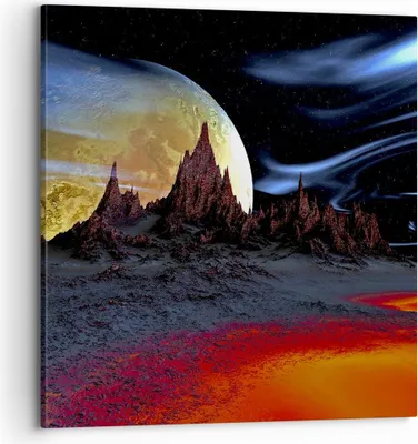 Produktbild von Bild auf Leinwand - Leinwandbild - Planeten Mond Universum - 70x70cm - Wand Bild - Wanddeko - Leinwanddruck - Bilder - Kunstdruck - Wanddekoration - Leinwand bilder - Wandkunst - AC70x70-2346