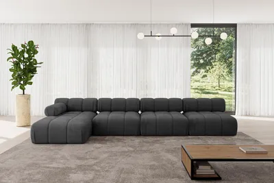 Produktbild von ALTDECOR Modulares Sofa Ecksofa in L-Form - Razon-L3 - 380x160x70 cm Schwarz Corner modular Sofa Eckcouch Couch Wohnlandschaft Cauchsofa Polstersofa