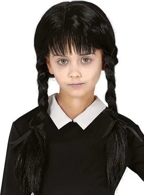Produktbild von WEDNESDAY Addams Perücke mit schwarzen Zöpfen