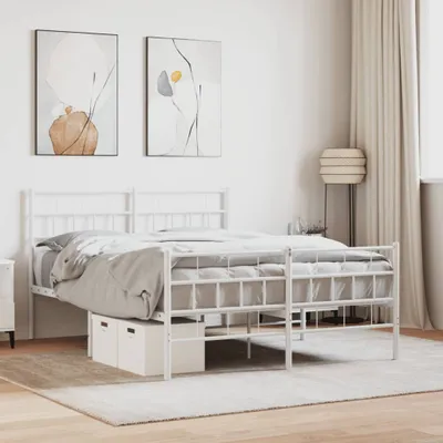 Immagine prodotto di Maison Exclusive - Letto con testiera e pediera in metallo bianco 140x200 cm