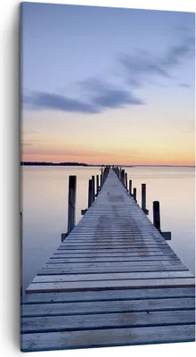 Produktbild von Bild auf Leinwand - Leinwandbild - Sonnenuntergang See Wasser Brücke - 45x80cm - Wand Bild - Wanddeko - Leinwanddruck - Bilder - Kunstdruck - Leinwand bilder - Wandkunst - PA45x80-2508