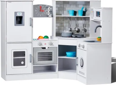 Immagine prodotto di Angolo cucina per bambini - Accessori da 24 pezzi - Cucina giocattolo in bianco - Giochi per la cameretta dei bambini