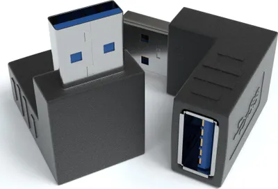 Produktbild von 2x USB 3.0 Winkel Adapter 90° Grad Winkeladapter A Stecker zu A Buchse