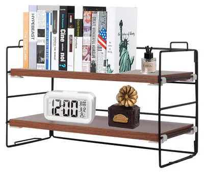Productafbeelding van Bureaurek, organizer, 2 niveaus, bureauplanken met houten plank