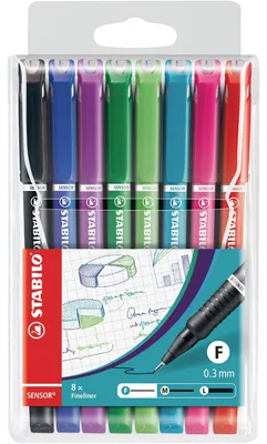 Immagine prodotto di STABILO SENSOR fine penna tecnica Nero, Blu, Verde, Lillà, Rosa, Rosso, Turchese 8 pz